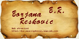 Borjana Resković vizit kartica